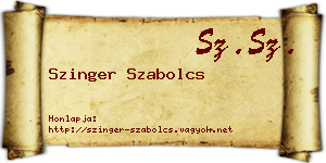 Szinger Szabolcs névjegykártya